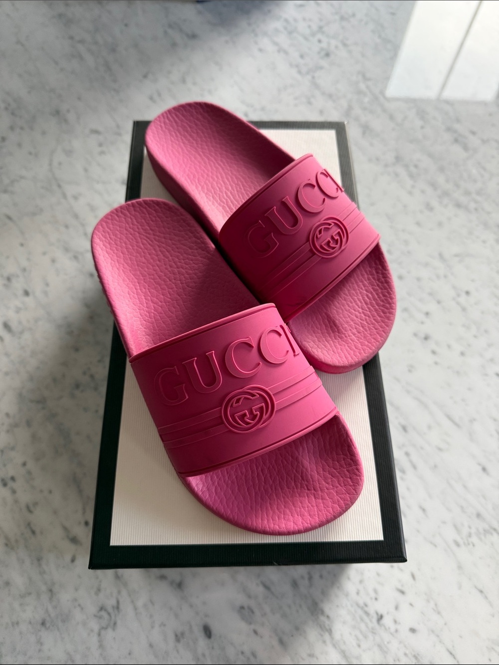 Gucci Fucsia Rubber Slide Sandals - Women’s Size 35